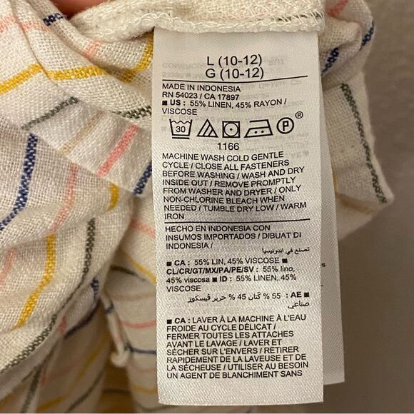 Old Navy linen Tie-Front striped Utility Romper jumpsuit shorts beach L 10/12 - Picture 8 of 13